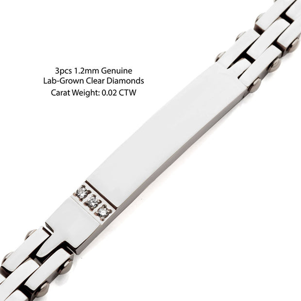 Trim Cut with Genuine Lab-Grown Clear Diamonds Tennis Steel Bracelet