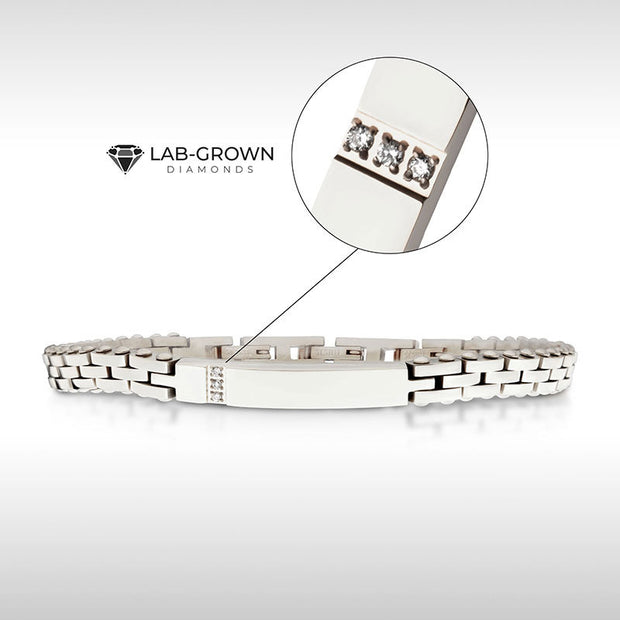 Trim Cut with Genuine Lab-Grown Clear Diamonds Tennis Steel Bracelet