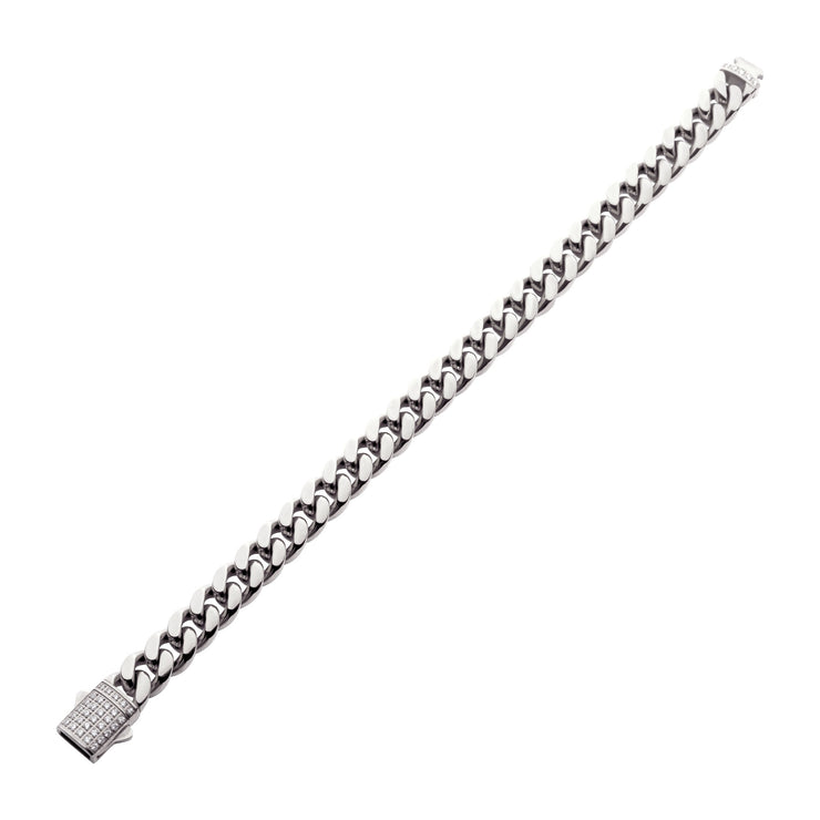 10mm Steel Miami Cuban Chain Bracelet with CNC Precision Set Lab-grown Diamonds Double Tab Box Clasp