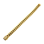 12mm 18Kt Gold IP Miami Cuban Chain Bracelet with CNC Precision Set Lab-grown Diamonds Double Tab Box Clasp