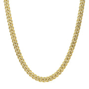 12mm 18Kt Gold IP Miami Cuban Chain Necklace with CNC Precision Set Full Clear Lab-grown Diamonds Double Tab Box Clasp