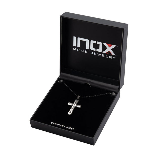 Black IP Tribal Cross Pendant with 2mm Lab-grown Diamond