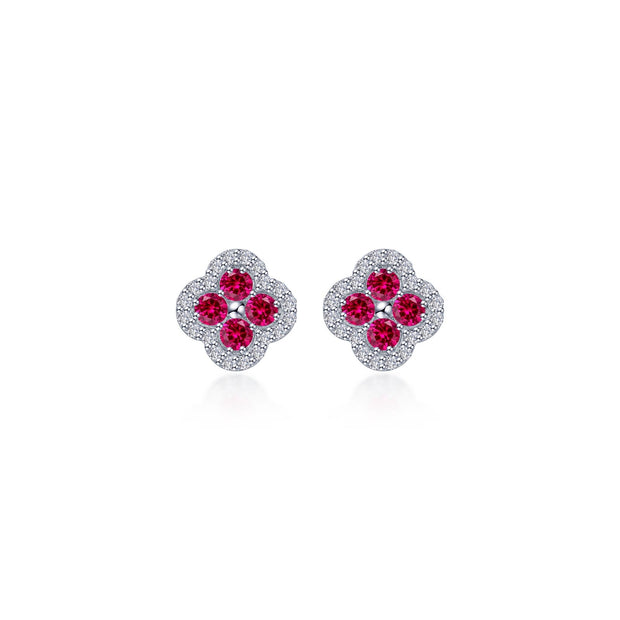 0.8 CTW Flower Halo Stud Earrings