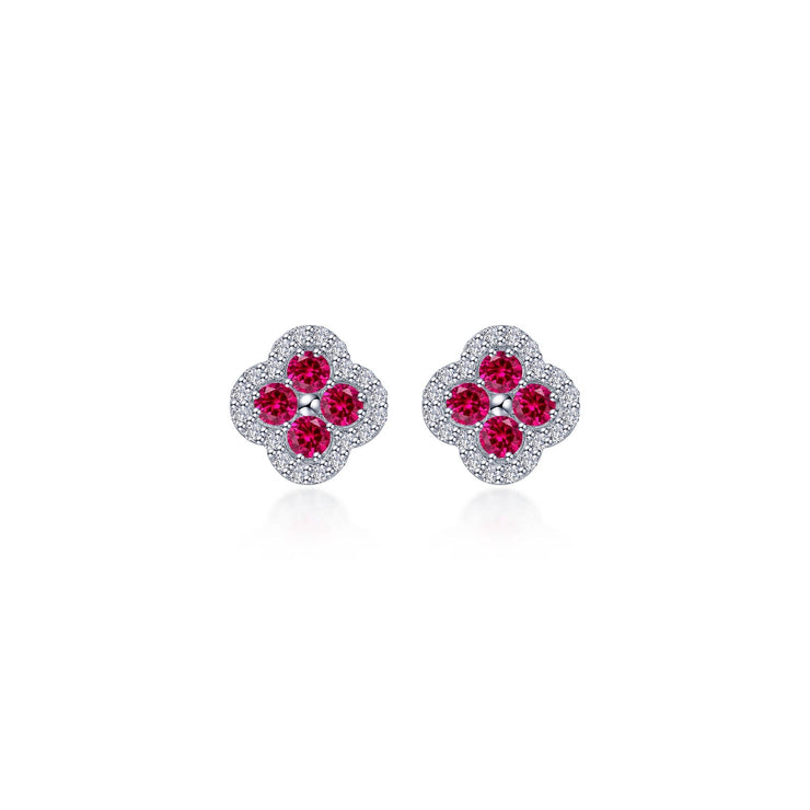 0.8 CTW Flower Halo Stud Earrings