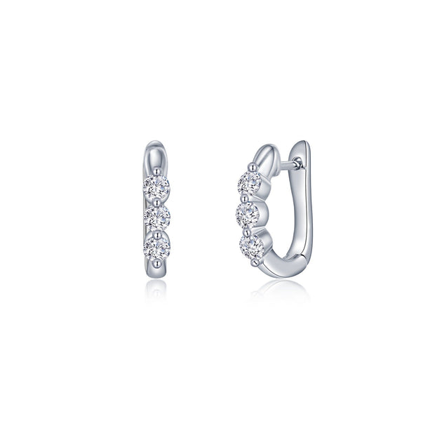 1.5 CTW 3-Stone Huggie Hoop Earrings