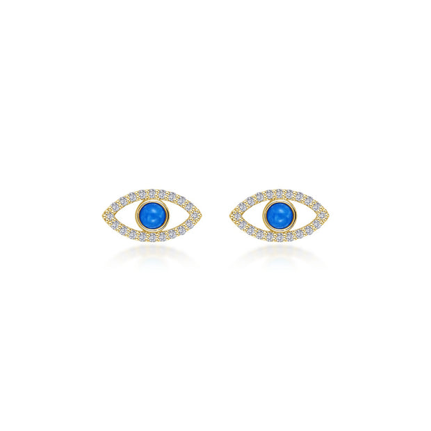Reconstituted Turquoise Evil Eye Stud Earrings