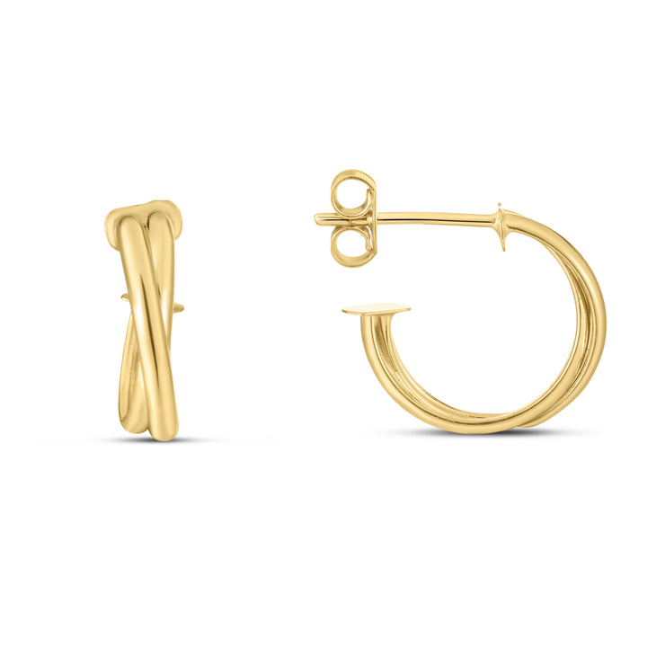 14K Gold Crossover Hoops