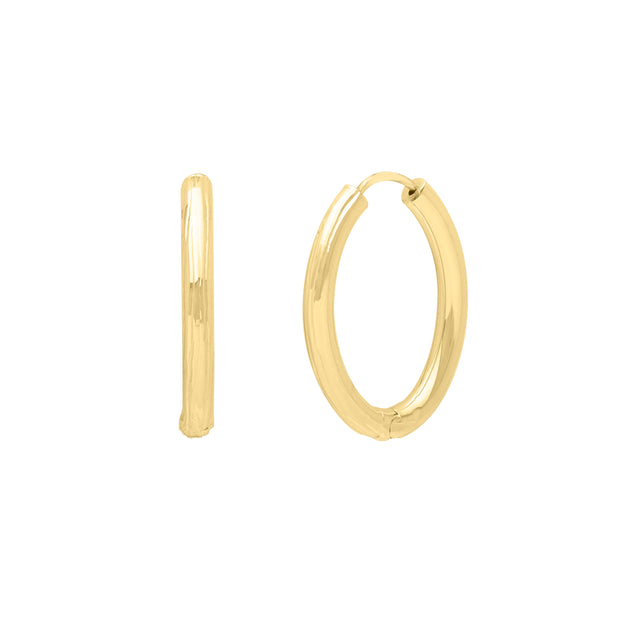 14K Endless Engraved Oval Hoops