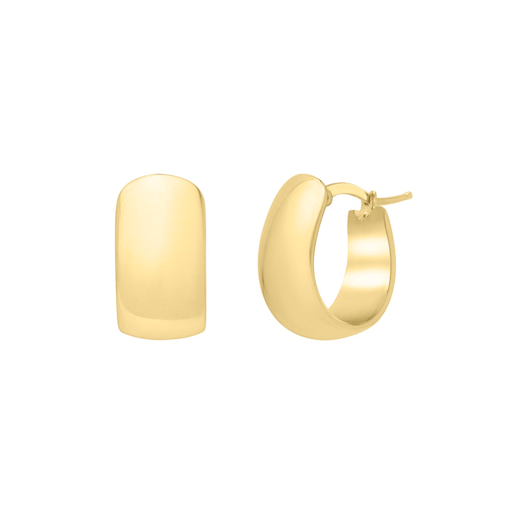 14K Wide Huggie Hoops