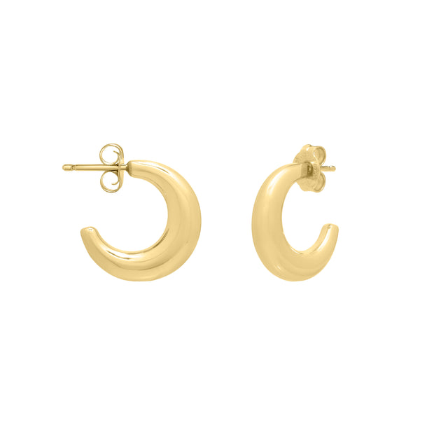 14K Gold Puffy C Hoops