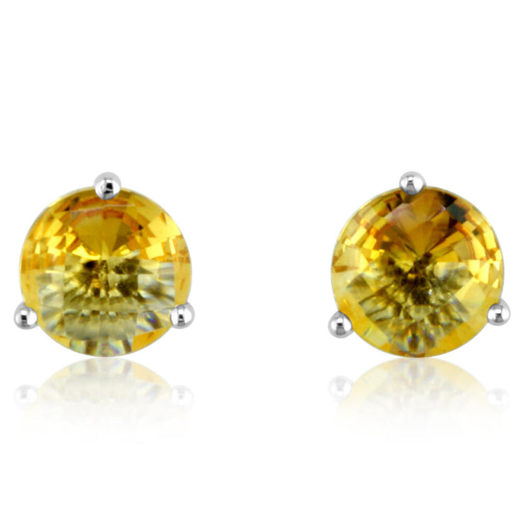 14K White Gold Checkerboard Citrine Martini Earrings