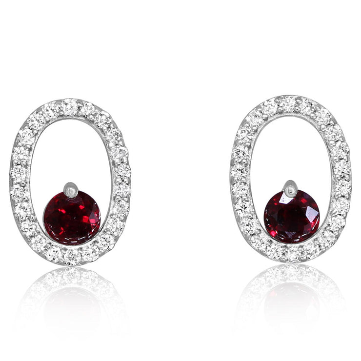 14K White Gold Madagascar Ruby/Diamond Earrings