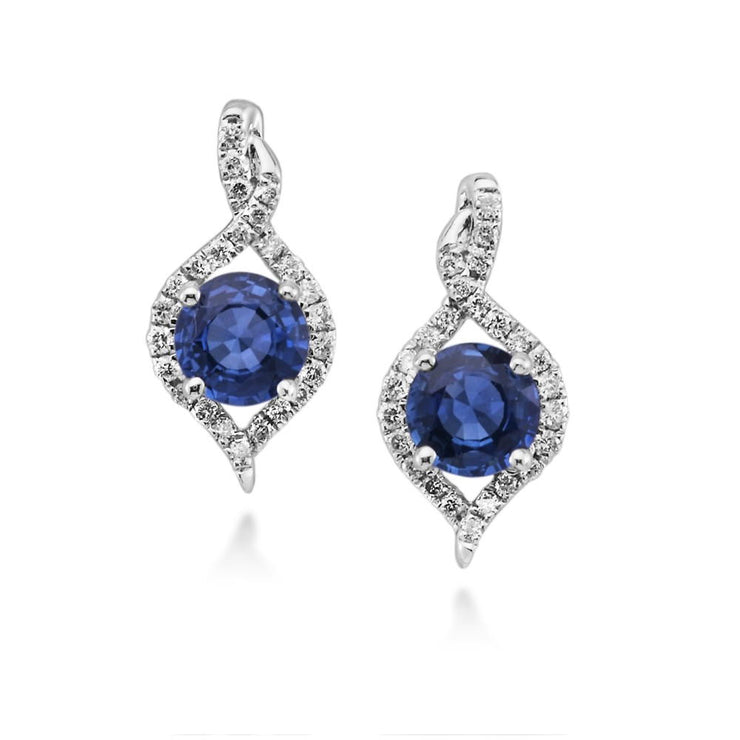 14K White Gold Sapphire/Diamond Earrings