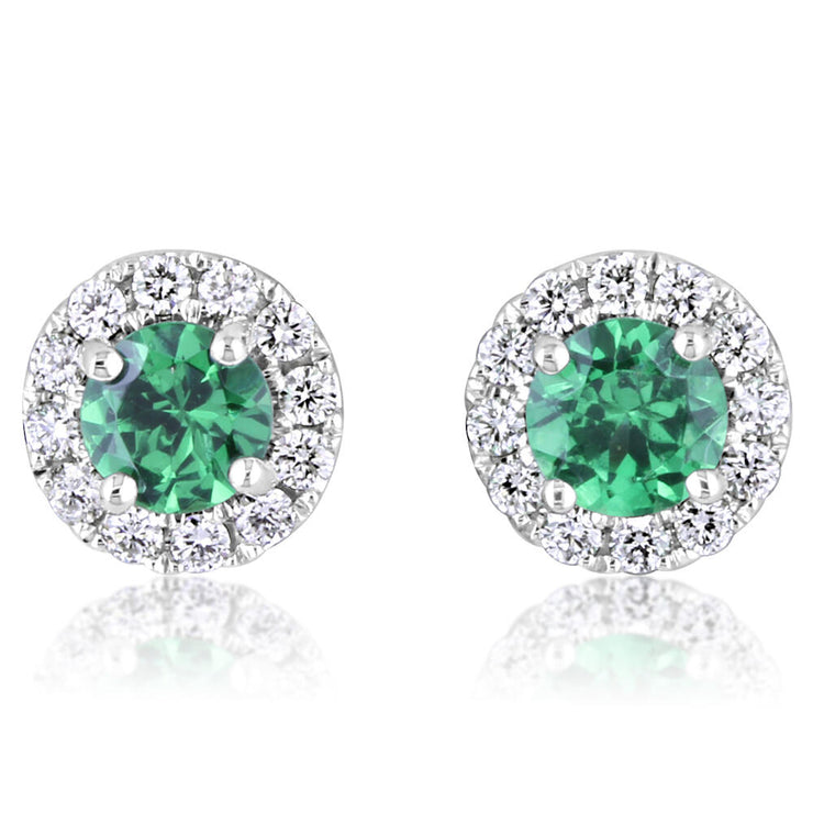 14K White Gold Tsavorite/Diamond Earrings