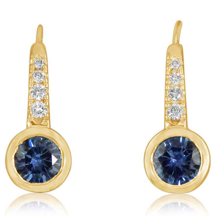 14K Yellow Gold Montana Sapphire/Diamond Earrings