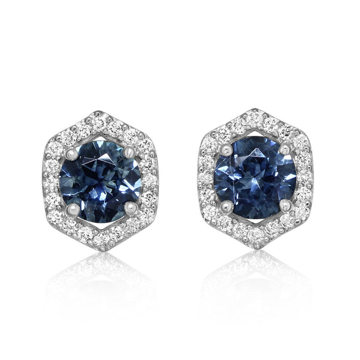 14K White Gold Montana Sapphire/Diamond Earrings