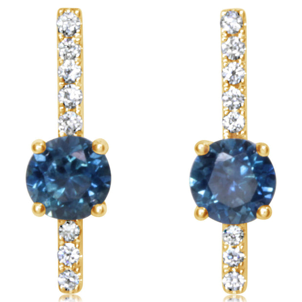 14K Yellow Gold Montana Sapphire/Diamond Earrings