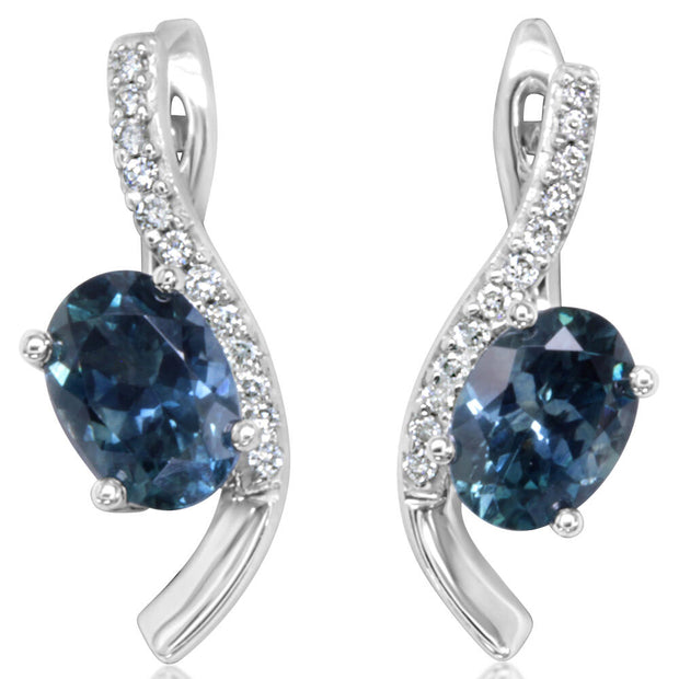 14K White Gold Montana Sapphire/Diamond Earrings