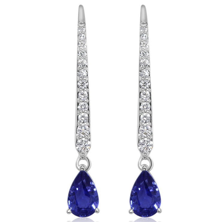 14K White Gold Sapphire/Diamond Earrings