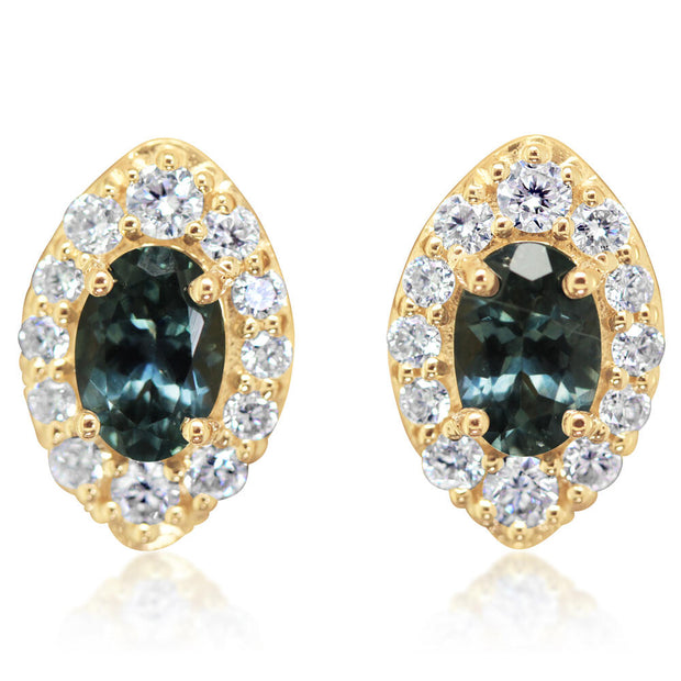 14K Yellow Gold Montana Sapphire/Diamond Earrings