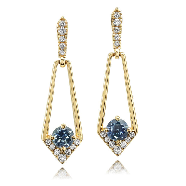 14K Yellow Gold Montana Sapphire/Diamond Earrings