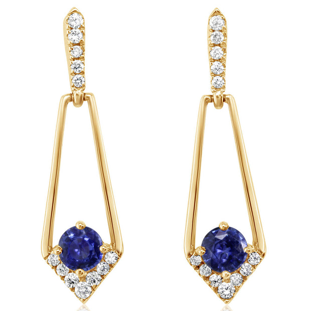 14K Yellow Gold Sapphire/Diamond Earrings