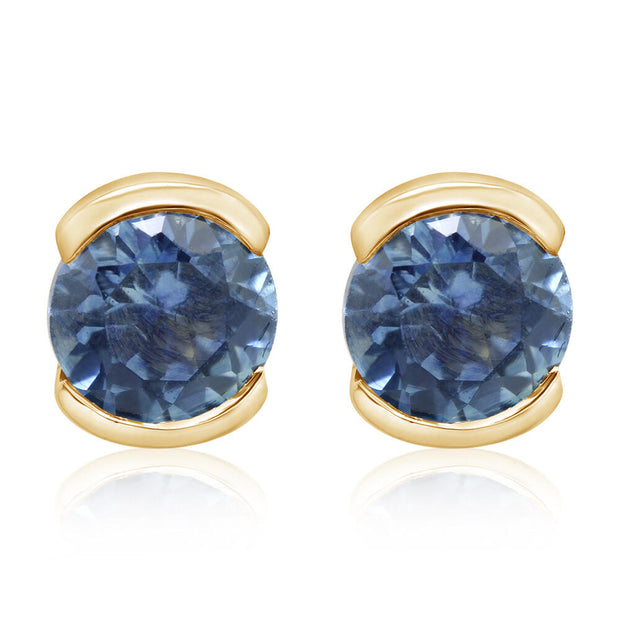 14K Yellow Gold Montana Sapphire Earrings