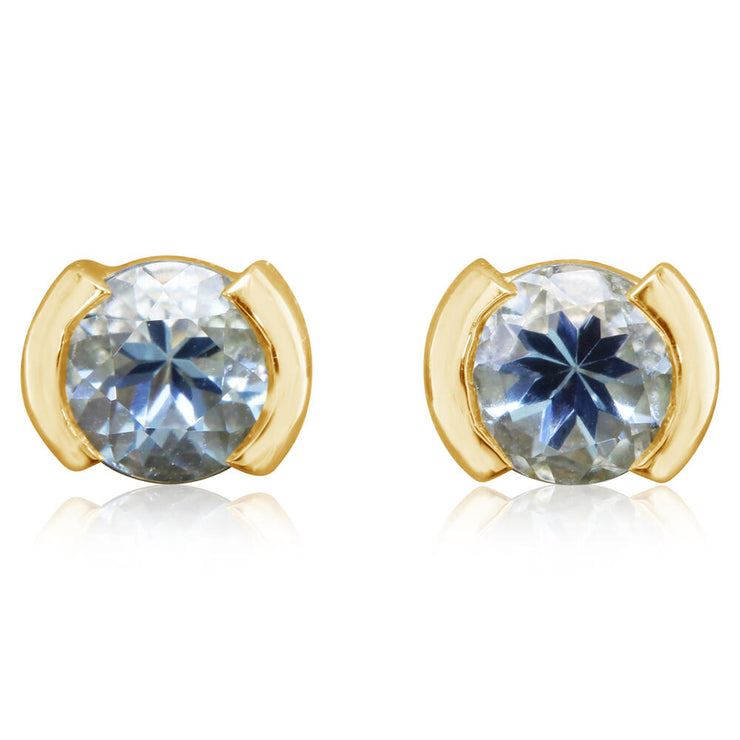 14K Yellow Gold Aquamarine Earrings