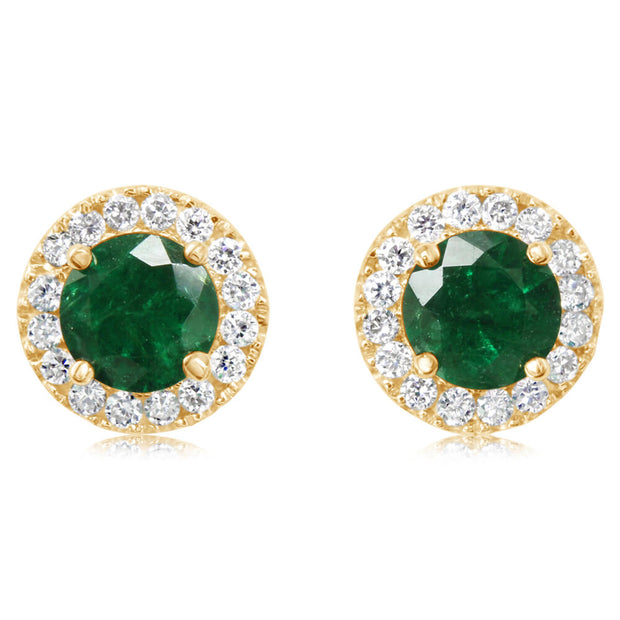 14K Yellow Gold Brazilian Emerald/Diamond Earrings