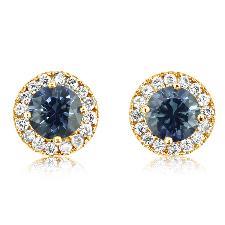 14K Yellow Gold Montana Sapphire/Diamond Earrings