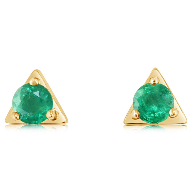 14K Yellow Gold Emerald Earrings