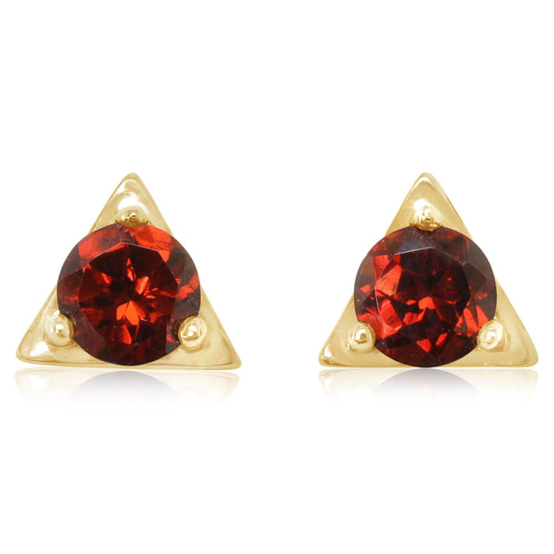 14K Yellow Gold Garnet Earrings