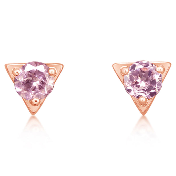 14K Rose Gold Lotus Garnet Earrings