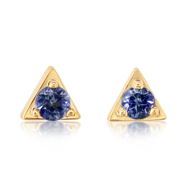 14K Yellow Gold Blue Topaz Earrings