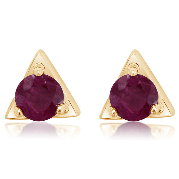 14K Yellow Gold Ruby Earrings