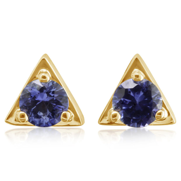 14K Yellow Gold Blue Sapphire Earrings