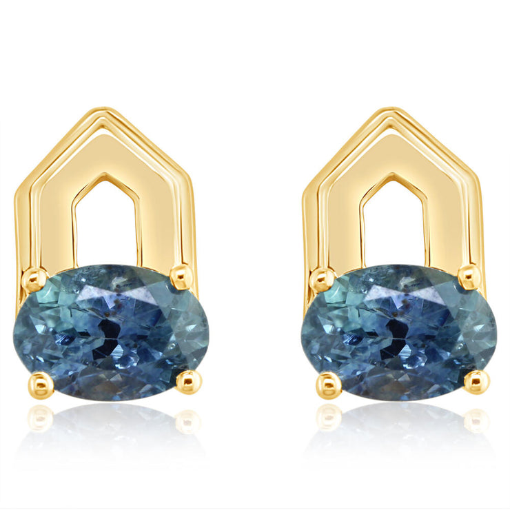 14K Yellow Gold Montana Sapphire Earrings