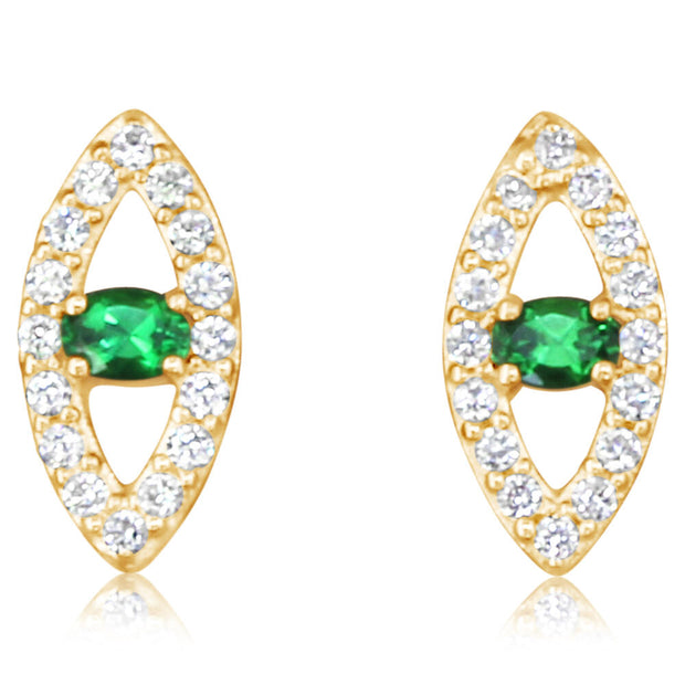 14K Yellow Gold Tsavorite/Diamond Earrings