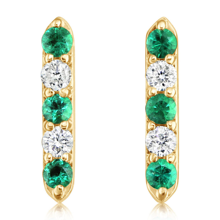 14K Yellow Gold Emerald/Diamond Earrings