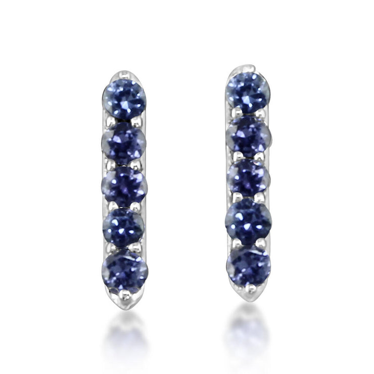 14K White Gold Sapphire Earrings