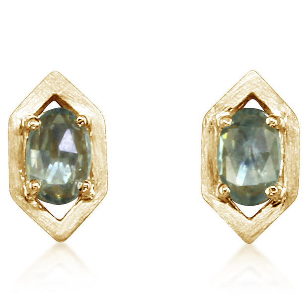 14K Yellow Gold Montana Sapphire Earrings