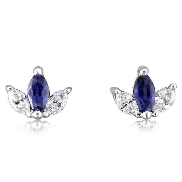 14K White Gold Sapphire/Diamond Earrings