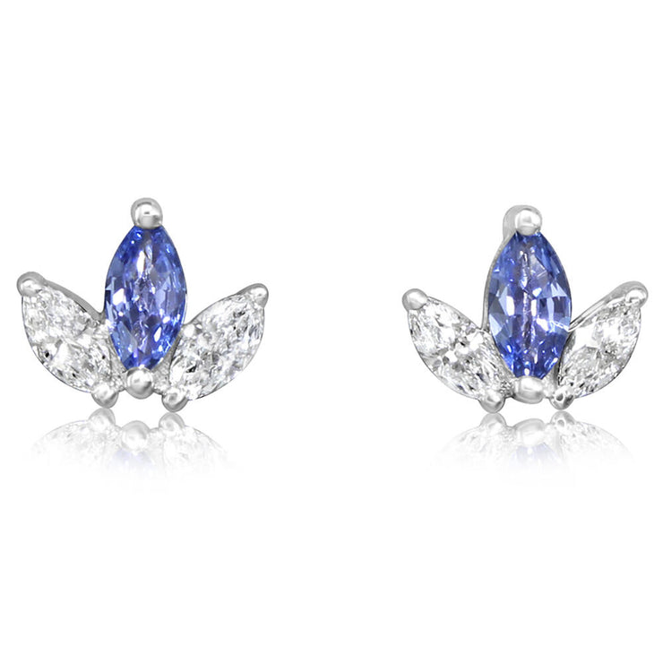 14K White Gold Yogo Sapphire/Diamond Earrings