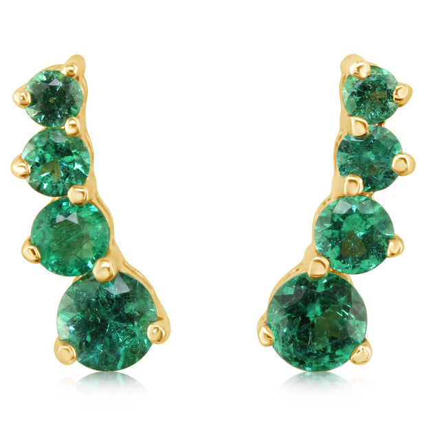 14K Yellow Gold Emerald Earrings