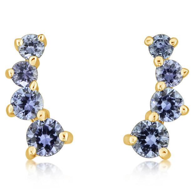 14K Yellow Gold Yogo Sapphire Earrings