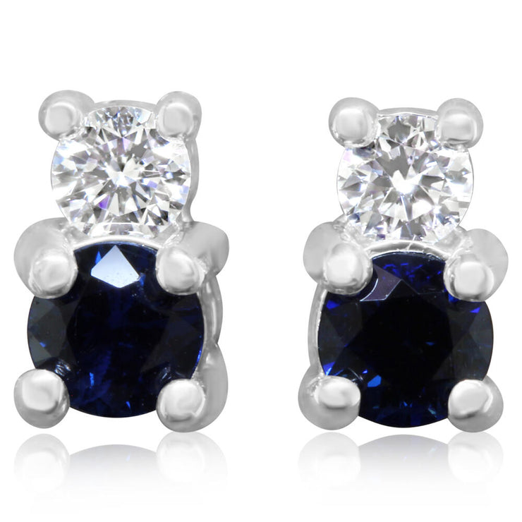 14K White Gold Sapphire/Diamond Earrings