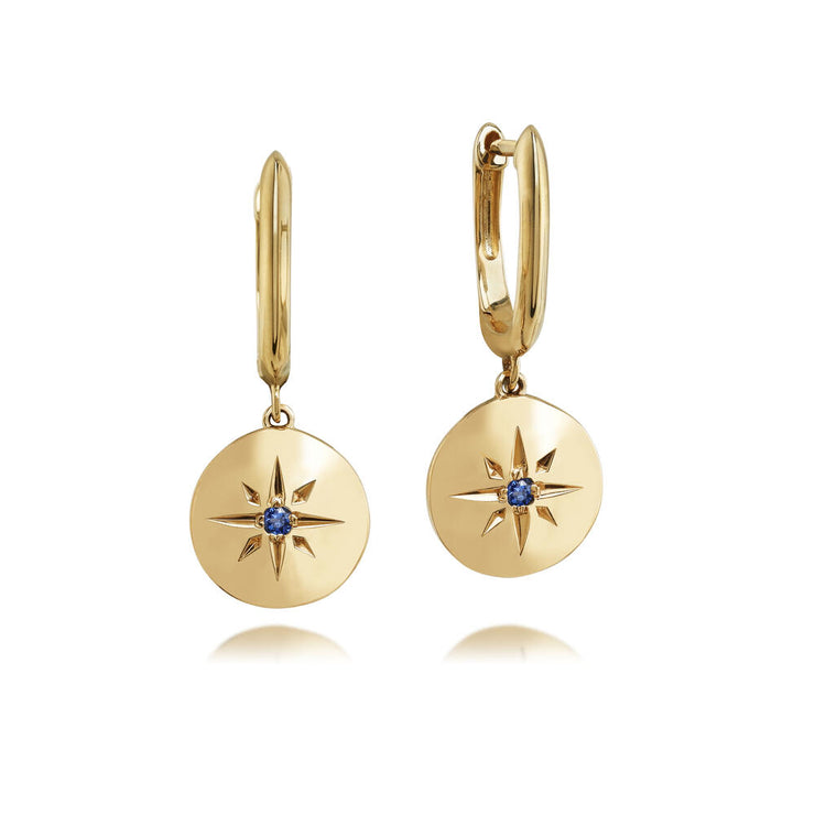 14K Yellow Gold Star Ruby Earrings