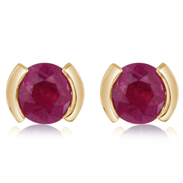 14K Yellow Gold Ruby Earrings