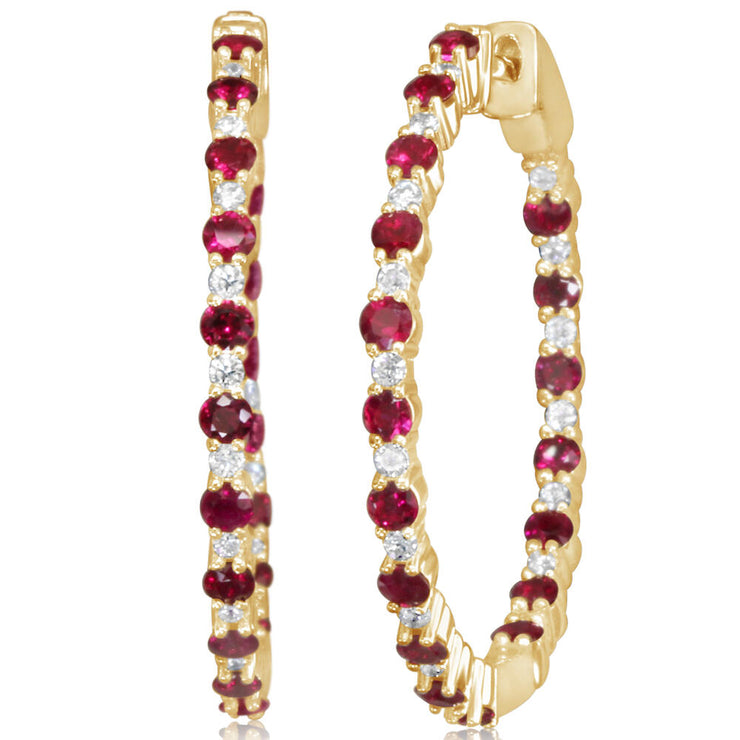 14K Yellow Gold Ruby/Diamond Earrings