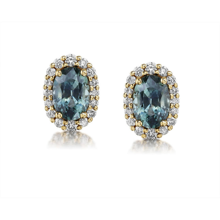 14K Yellow Gold Montana Sapphire/Diamond Earrings